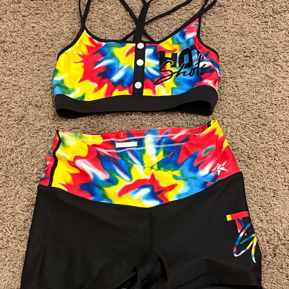Top Gun Hotshots Colorful Tie-Dye Sports Bra and Shorts Set